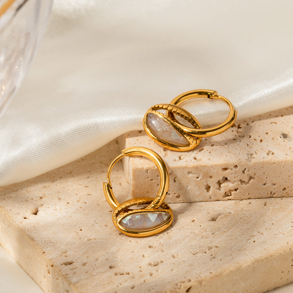 18k gold novel trend shell shape design pendant earrings