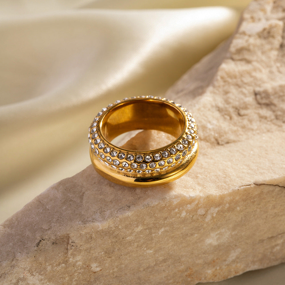 18k Gold Exquisite Dazzling Diamond Multi-layer Design Versatile Ring
