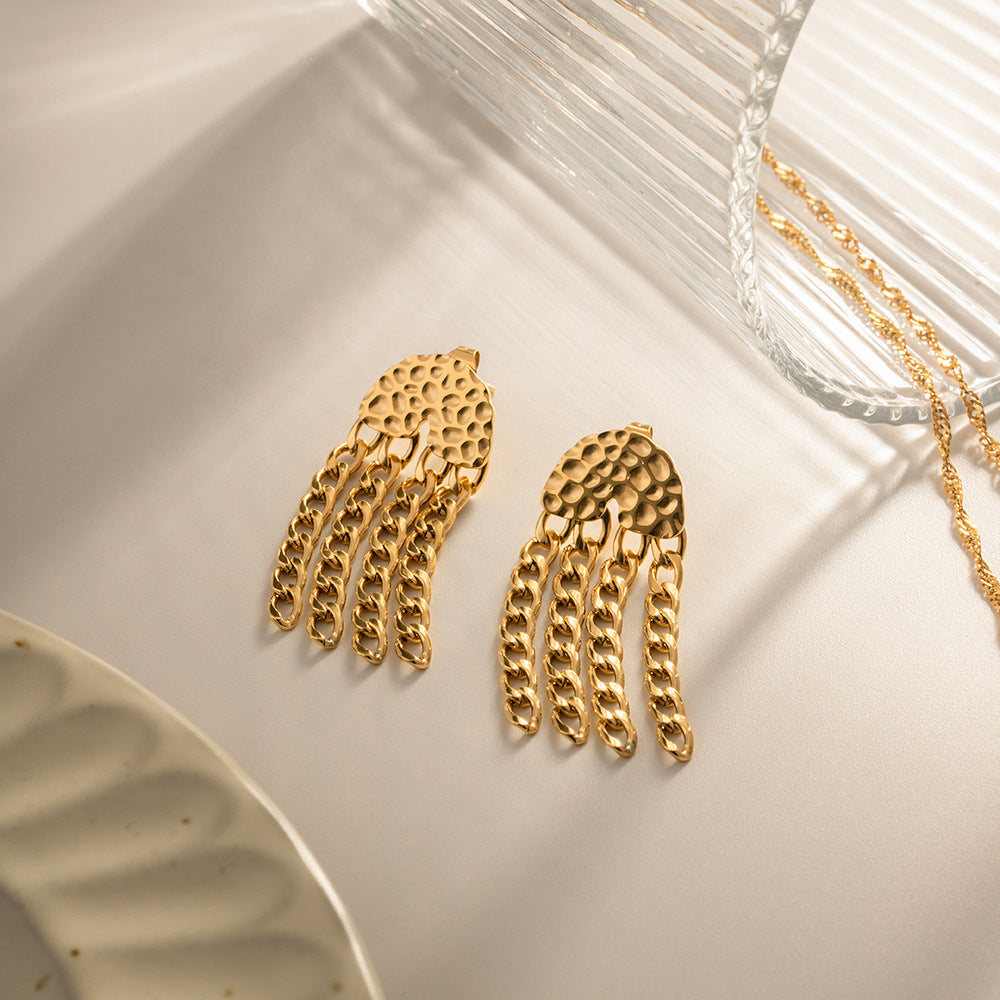 Exquisite Fashion Chain Tassel Design Versatile Earrings