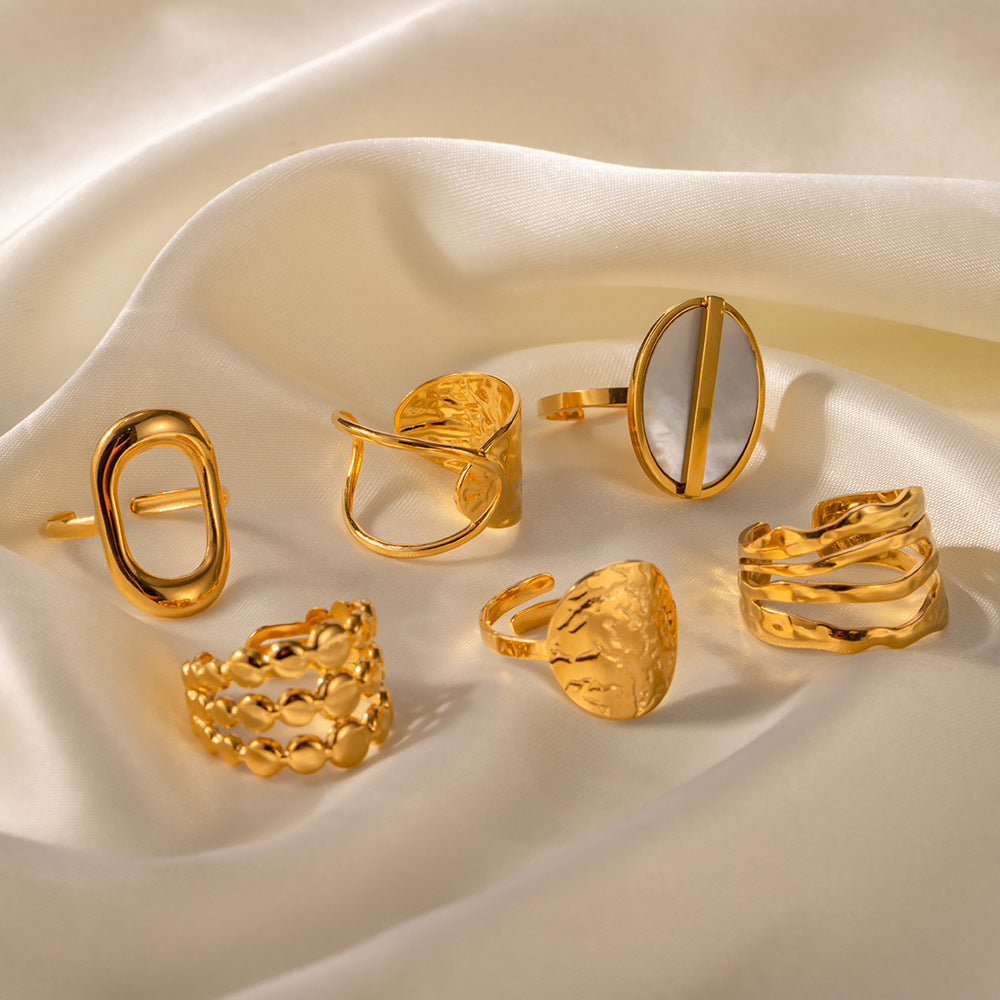 18K Gold Retro Fashion Irregular Opening Design Versatile Ring